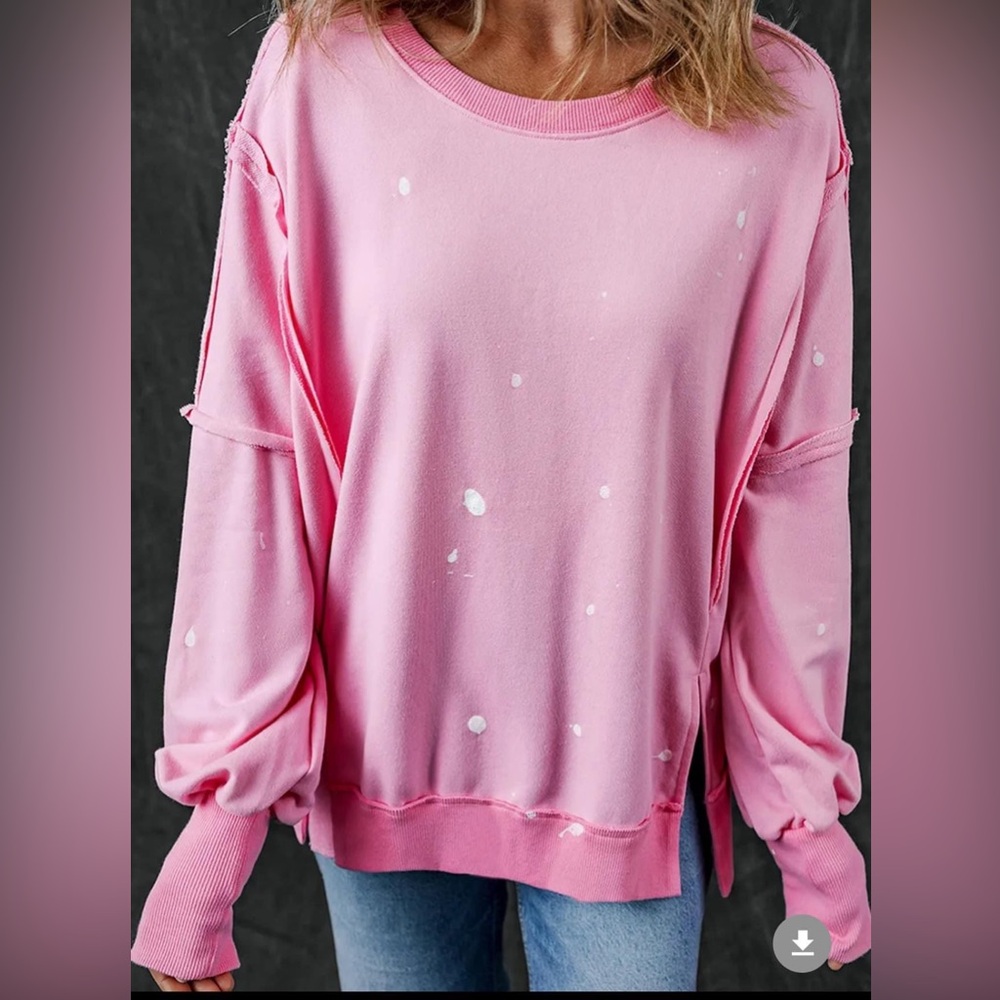 Super cute pink sweatshirt!!! Paint splatter look!!!